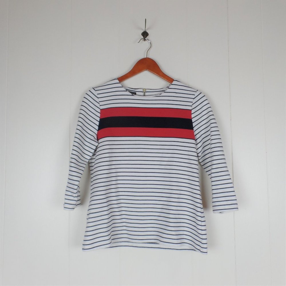 Talbots 3/4 sleeve color block striped shirt PM